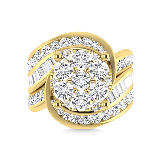 Diamond 4 Ct.Tw. Cluster Engagement Ring in 14K Yellow Gold