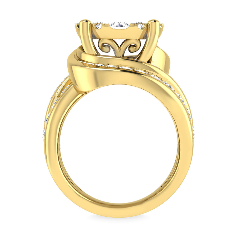 Diamond 4 Ct.Tw. Cluster Engagement Ring in 14K Yellow Gold