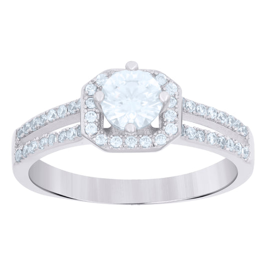 925 Sterling Silver Cz Duo Ring S6