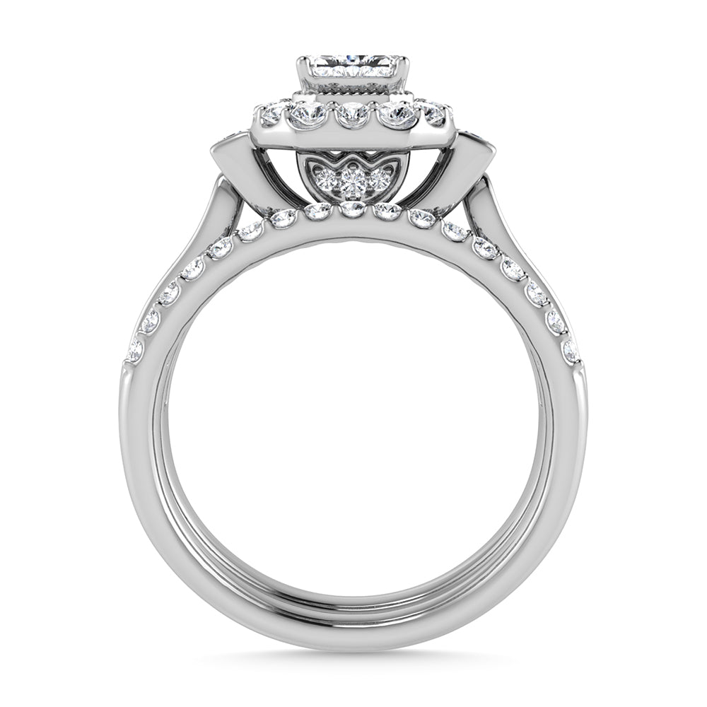 14K White Gold Diamond 1 Ct.Tw. Emerald Shape Bridal Ring