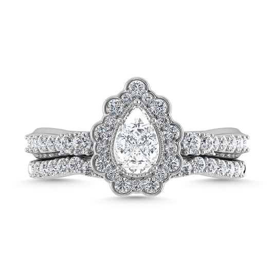 14K White Gold Diamond 1 Ct.Tw. Pear Shape Bridal Ring