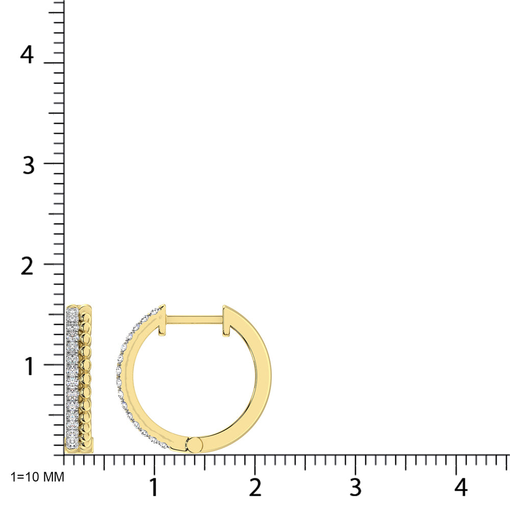 10K Yellow Gold Diamond 1/5 Ct.Tw. Hoop Earrings
