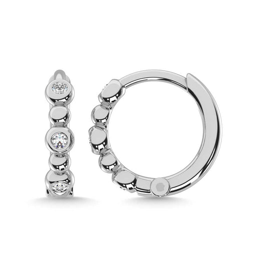 14K Yellow Gold Diamond 1/10 Ct.Tw. Hoop Earrings