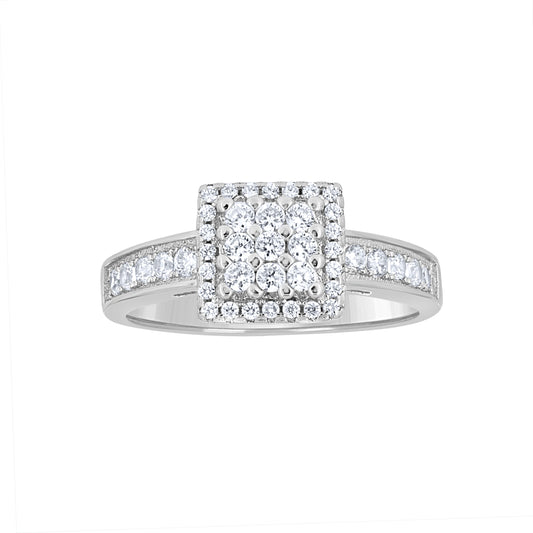 925 Sterling Silver Cz Ring S6