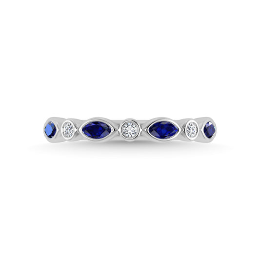 14K White Gold Blue Sapphire 1/2 Ct.Tw. Stackable Band