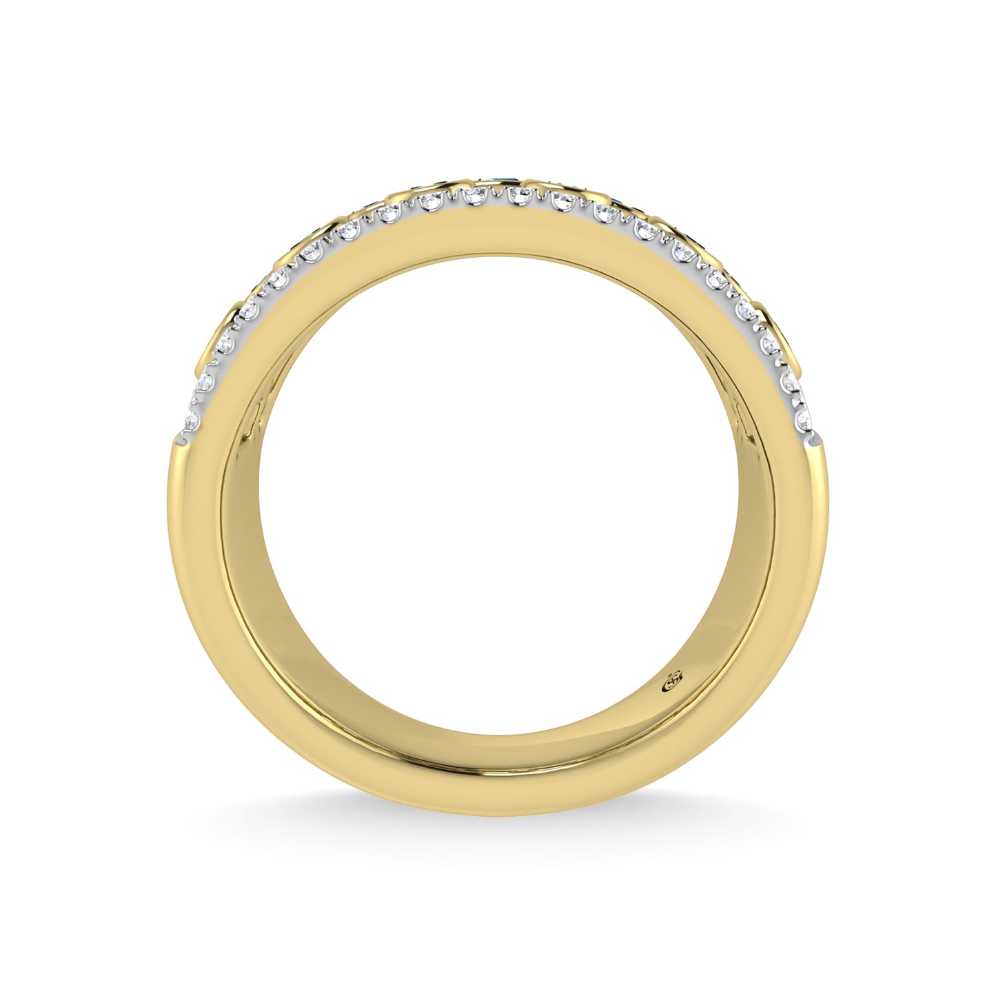 14K Yellow Gold Diamond and Emerald 1/2 Ct.Tw. Fashion Ring