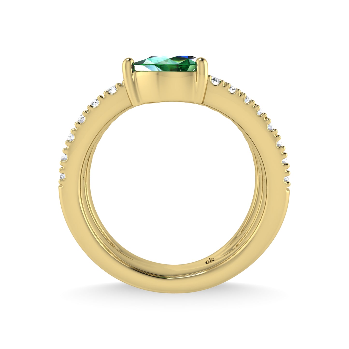 14K Yellow Gold Diamond and Emerald 1 1/4 Ct.Tw. Fashion Ring