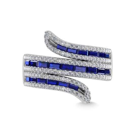 14K White Gold Diamond and Blue Sapphire 2 1/4 Ct.Tw. Fashion Ring