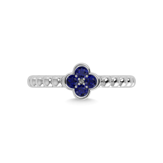 14K White Gold 1/3 Ct.Tw. Diamond and Blue Sapphire Fashion Ring