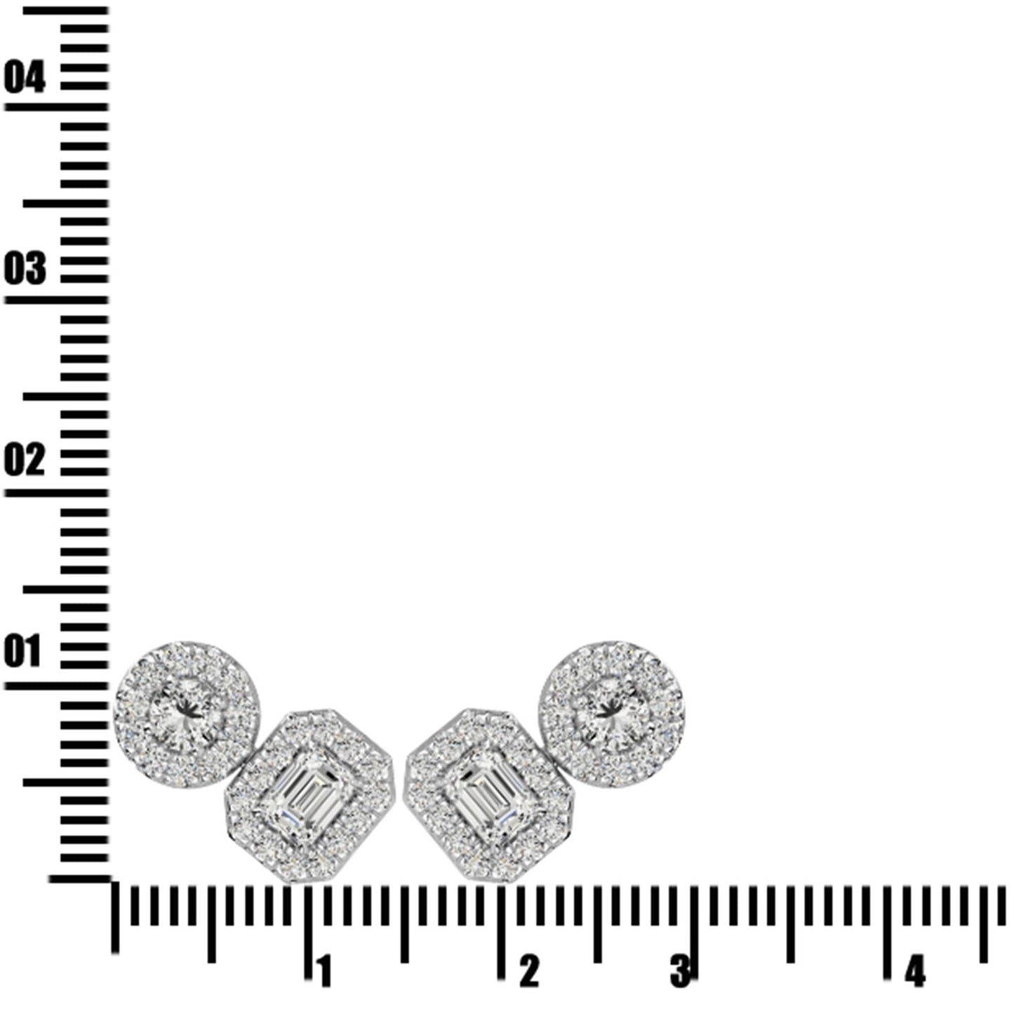 14K White Gold Diamond 3/4 Ct.Tw Fashion Earrings