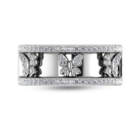 14K White Gold Diamond 1/3 Ct.Tw. Butterfly Fashion Ring