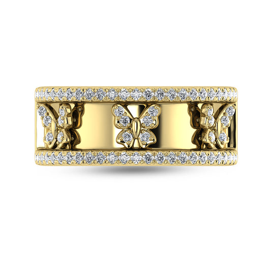 14K Yellow Gold Diamond 1/3 Ct.Tw. Butterfly Fashion Ring