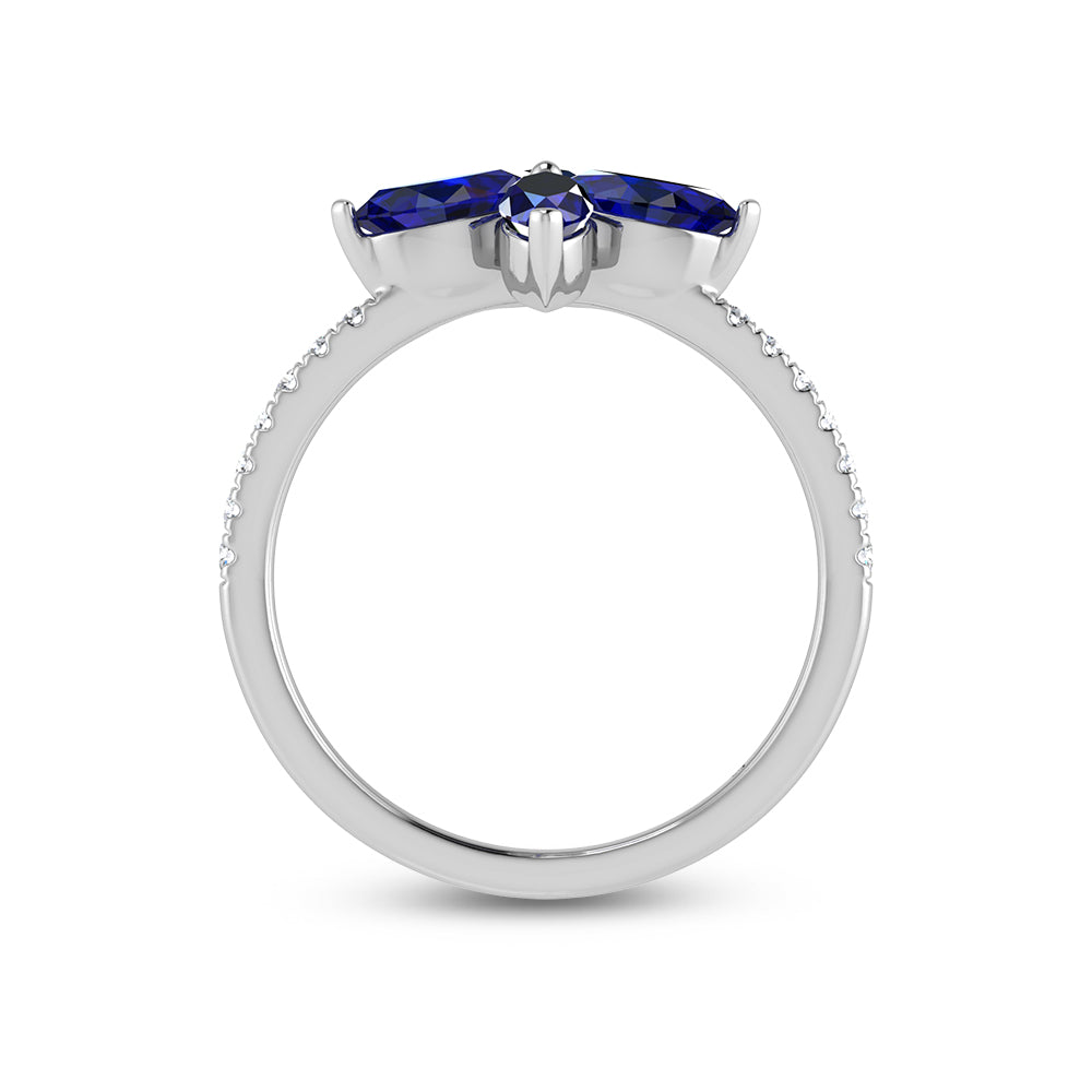 14K White Gold Diamond 1 1/3 Ct.Tw. & Blue Sapphire Fashion Ring