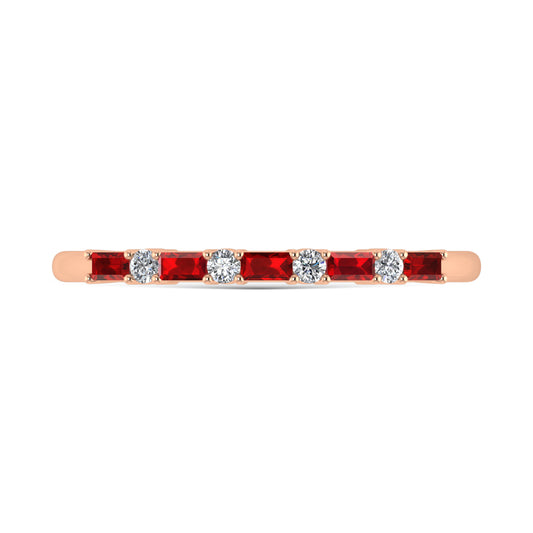 14K Rose Gold 1/5 Ct.Tw. Diamond and Ruby Stackable Band