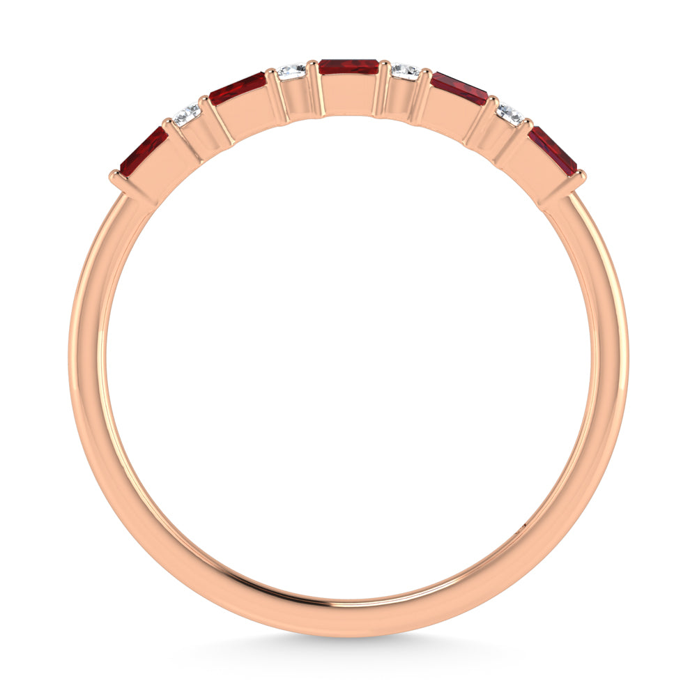 14K Rose Gold 1/5 Ct.Tw. Diamond and Ruby Stackable Band