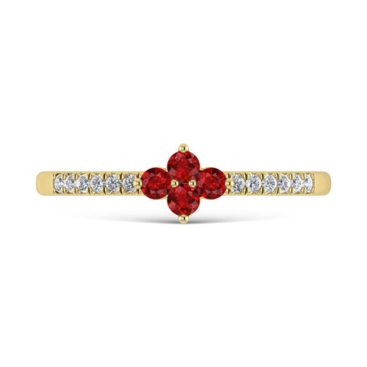 14K Yellow Gold 1/4 Ct.Tw. Diamond and Ruby Stackable Band