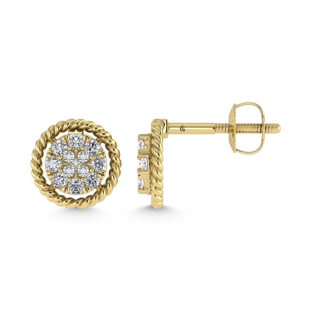 14K Yellow Gold Diamond 1/5 Ct.Tw. Fashion Earrings