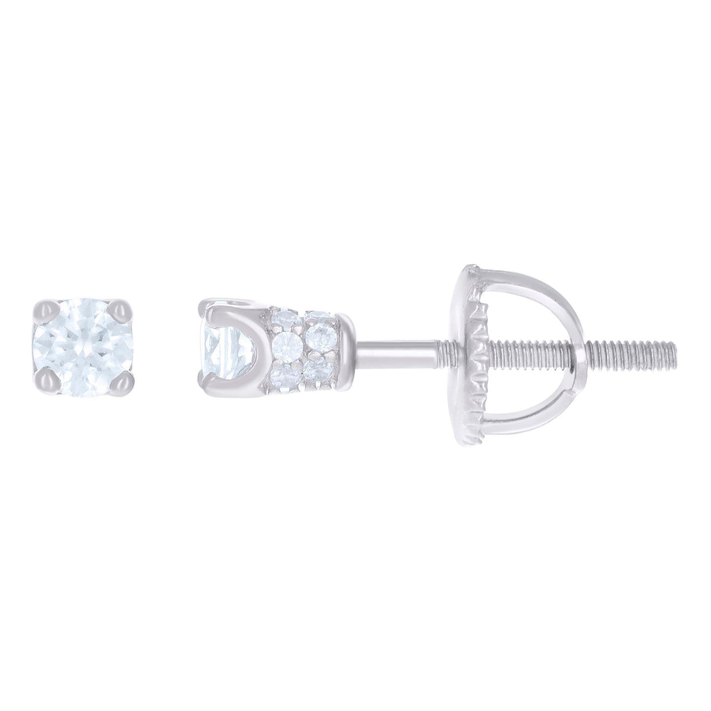 925 Sterling Silver Cz Earrings 3mm