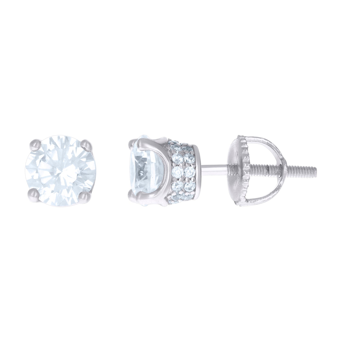 925 Sterling Silver 6mm Cz Earrings