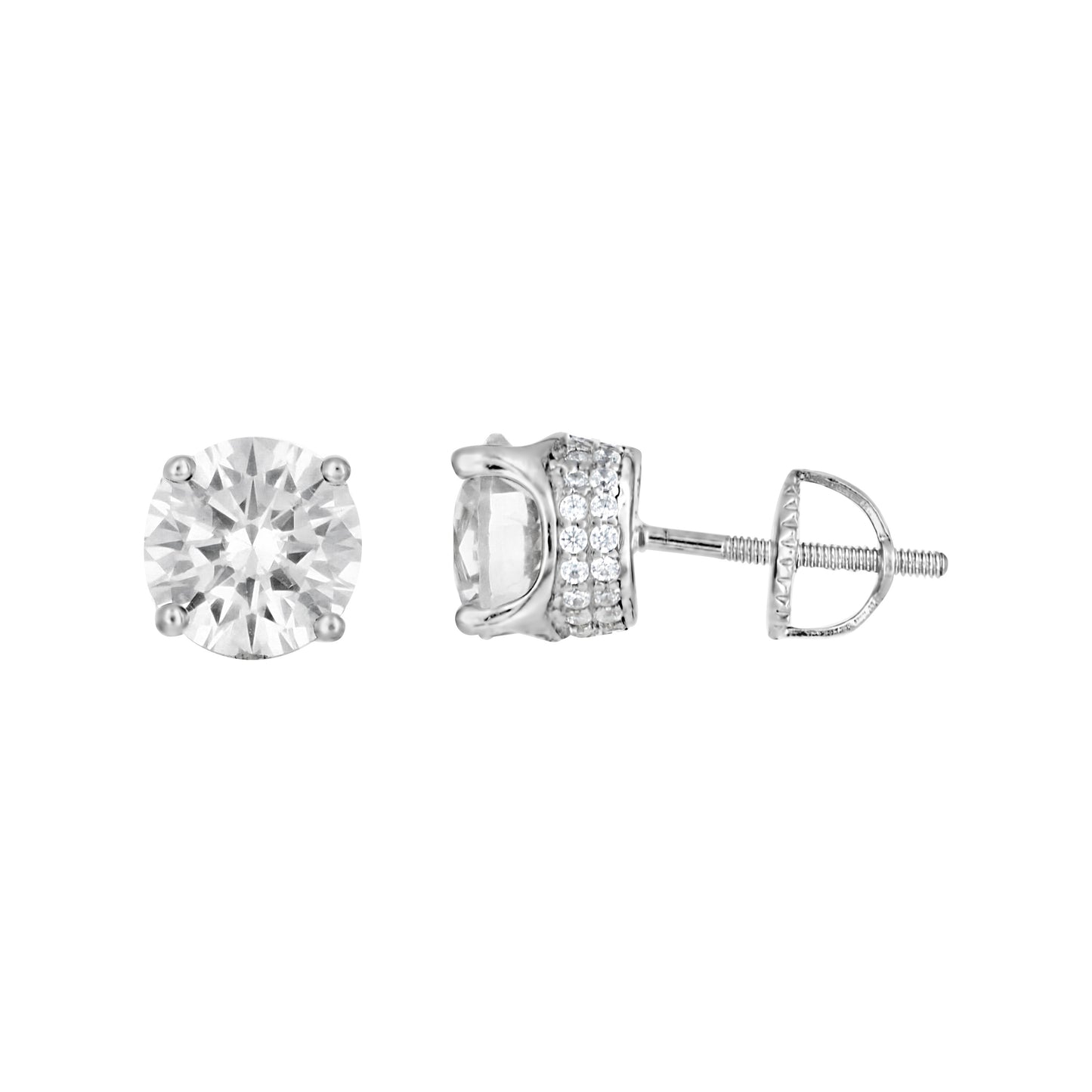 925 Sterling Silver 8mm Cz Earrings