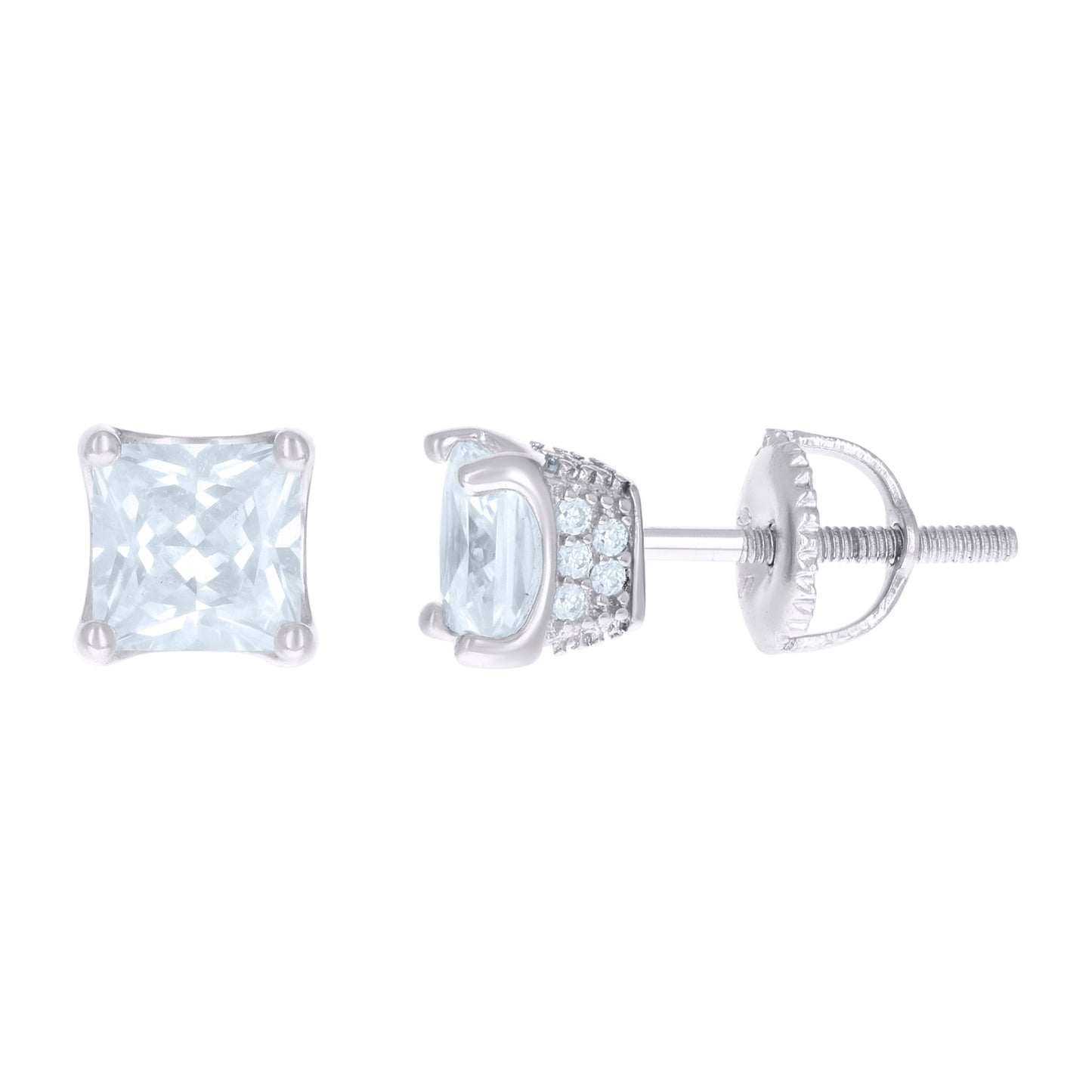 925 Sterling Silver Cz Earrings 5mm