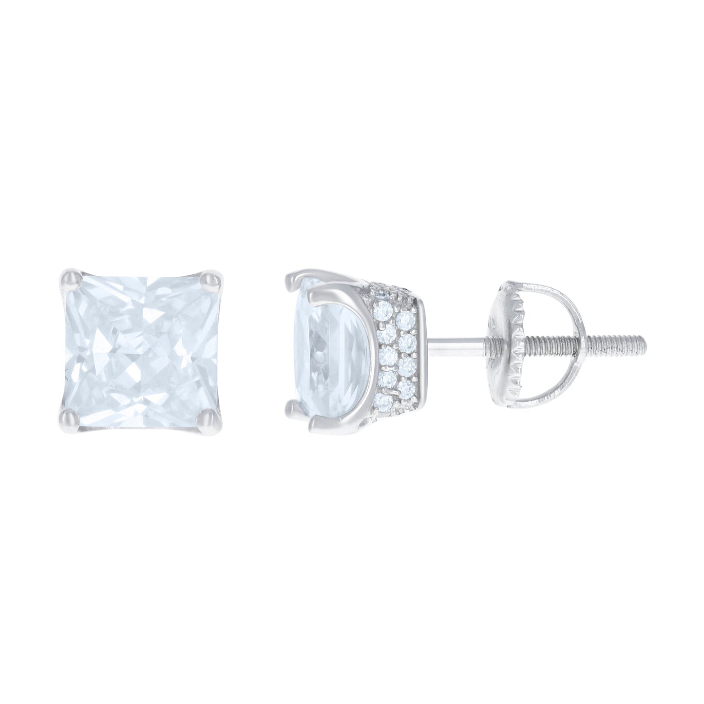 925 Sterling Silver Cz Earrings 7mm