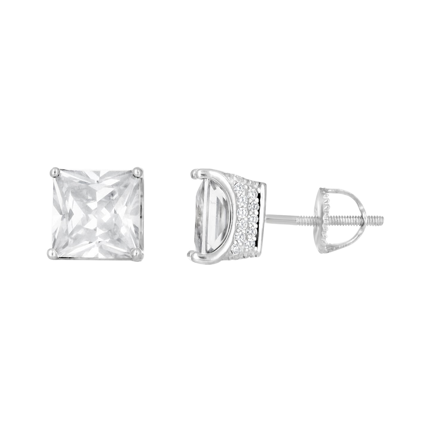 925 Sterling Silver Cz Earrings 8mm