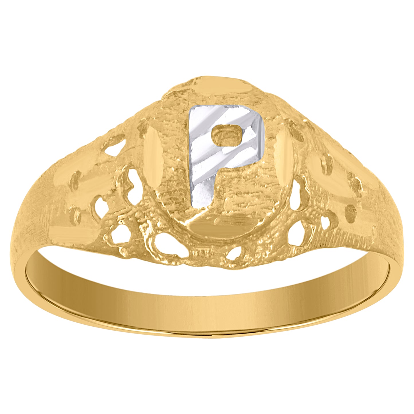 10Kt Gold Initial "P" Letter Ring