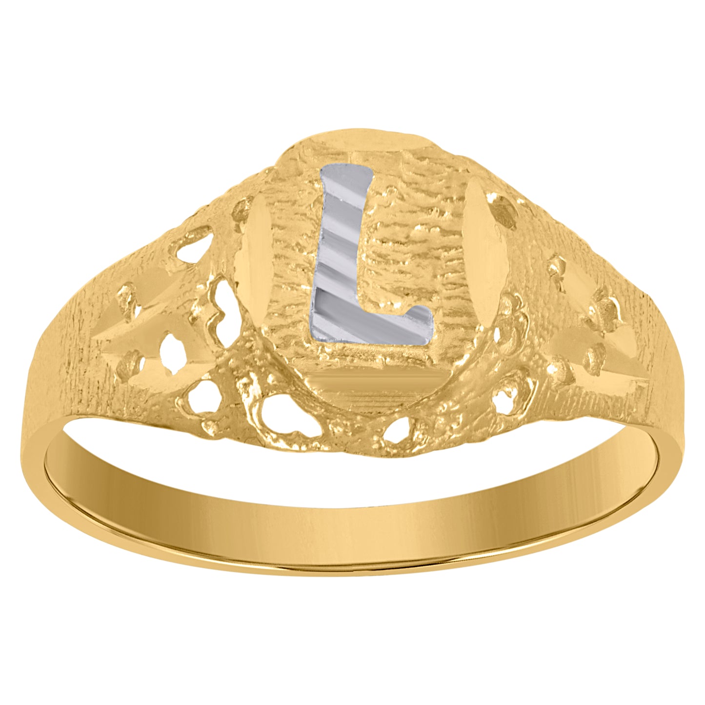 10Kt Gold Initial "L" Letter Ring