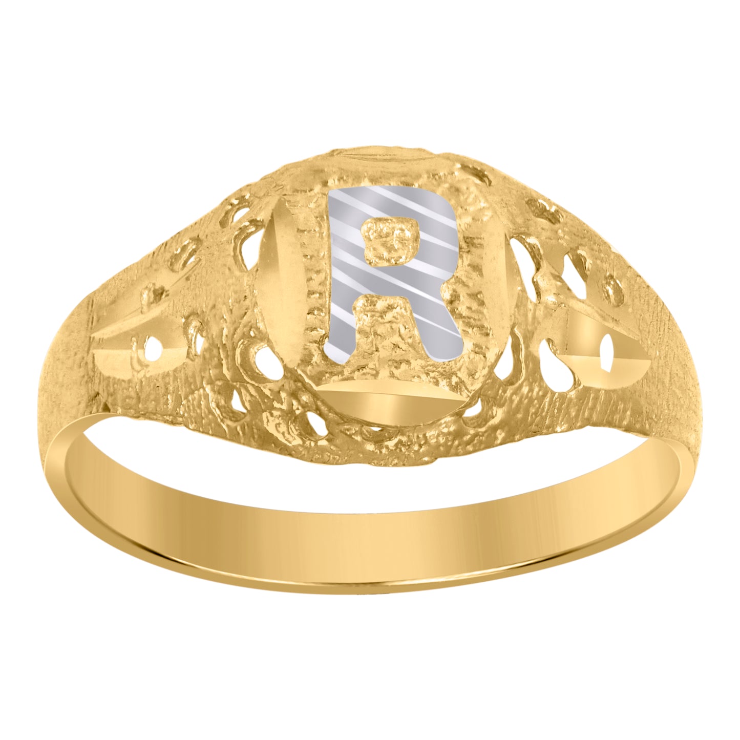 10Kt Gold Initial "R" Letter Ring