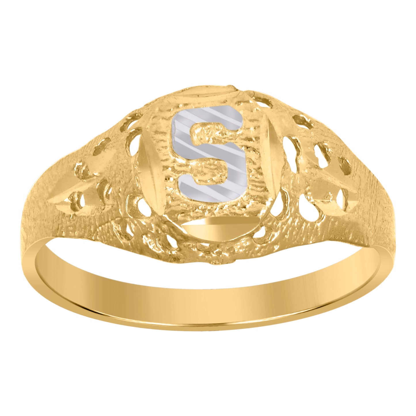 10Kt Gold Initial "S" Letter Ring