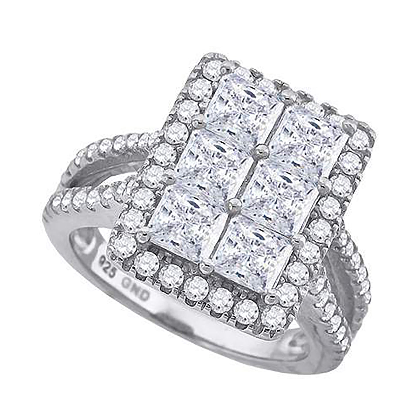 925 Sterling Silver Cz Ring S6