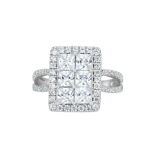 925 Sterling Silver Cz Ring S6