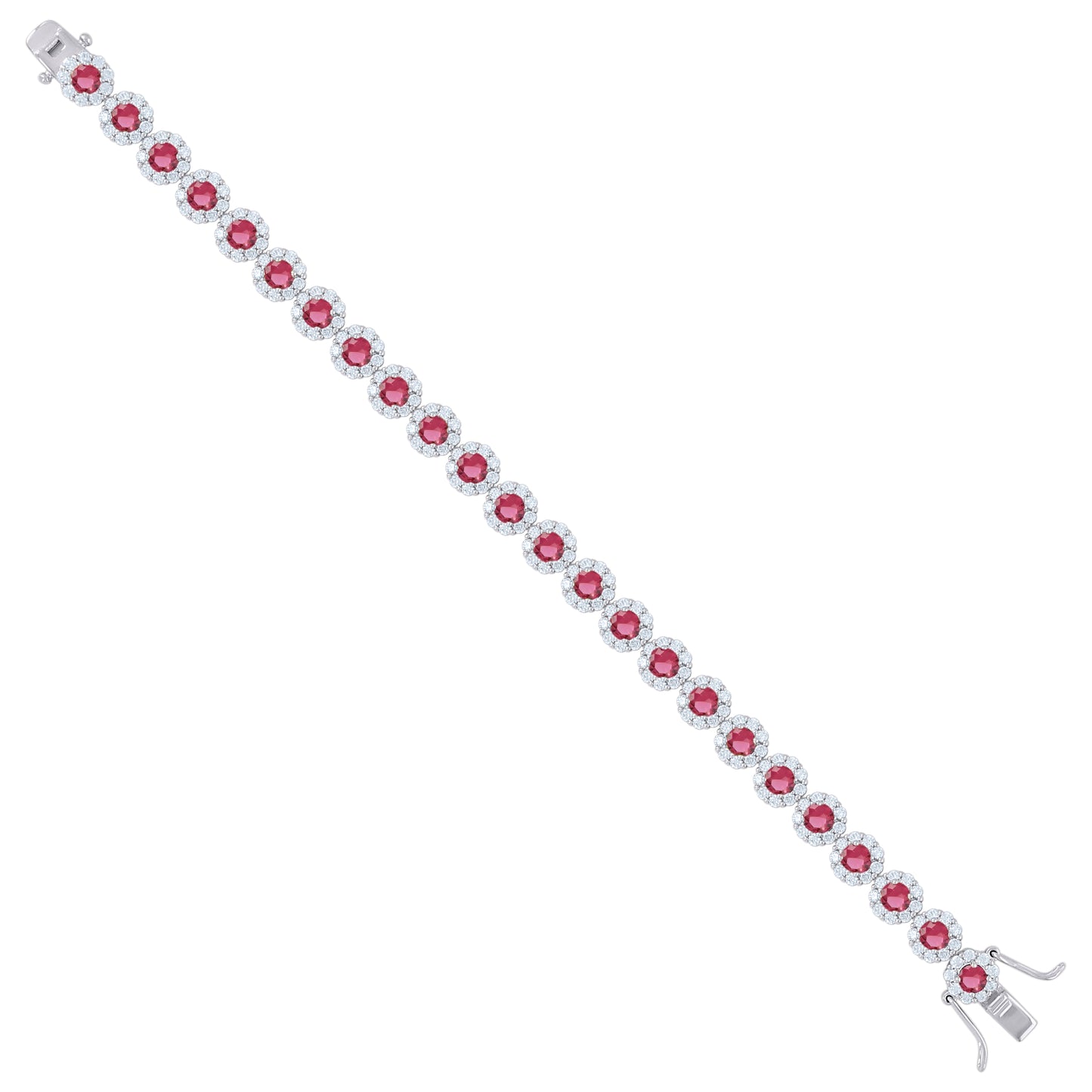 925 Sterling Silver Cz Flower Bracelet 7"