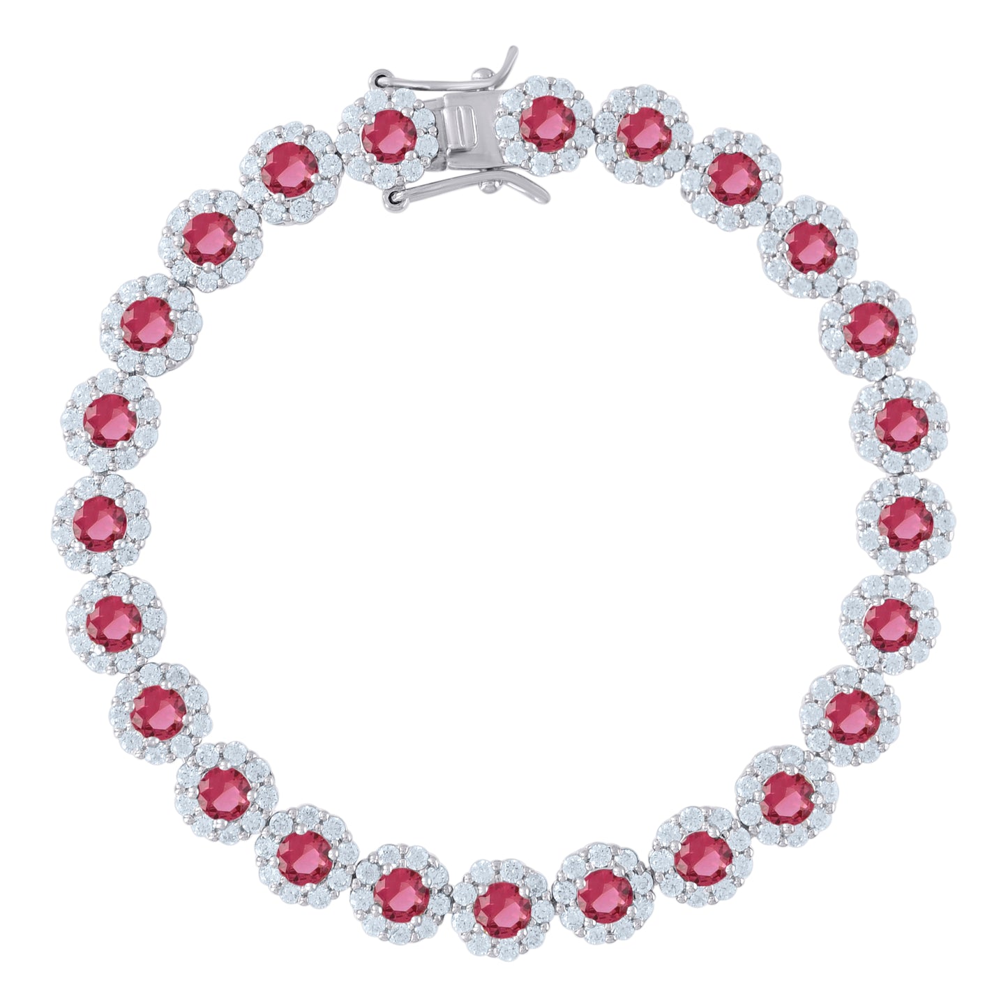925 Sterling Silver Cz Flower Bracelet 7"