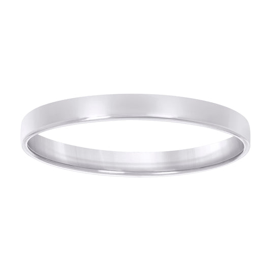 925 Sterling Silver Flat Comfort Band Rhodium 3mm-