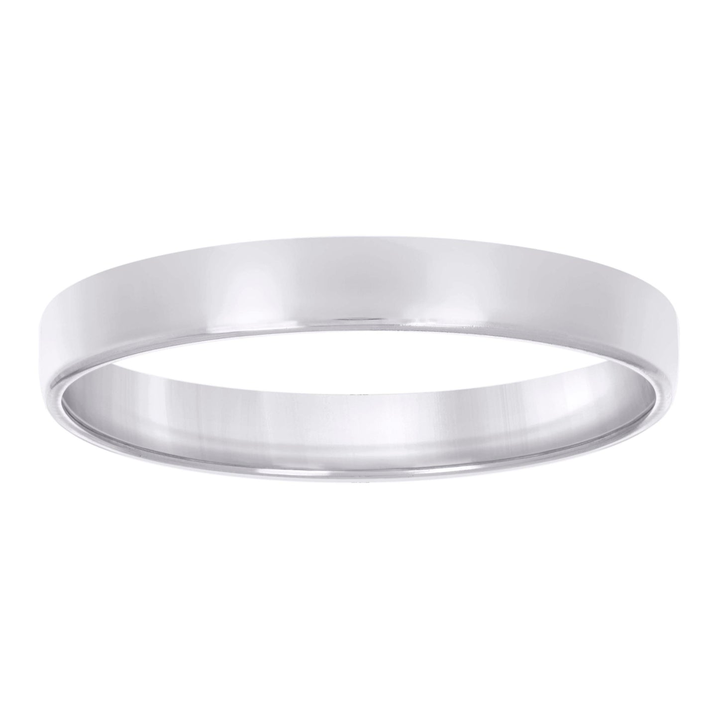925 Sterling Silver Flat Comfort Band Rhodium 4mm-