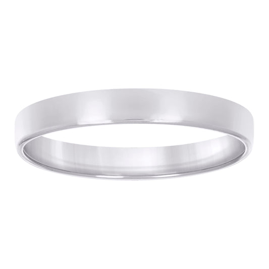 925 Sterling Silver Flat Comfort Band Rhodium 4mm-