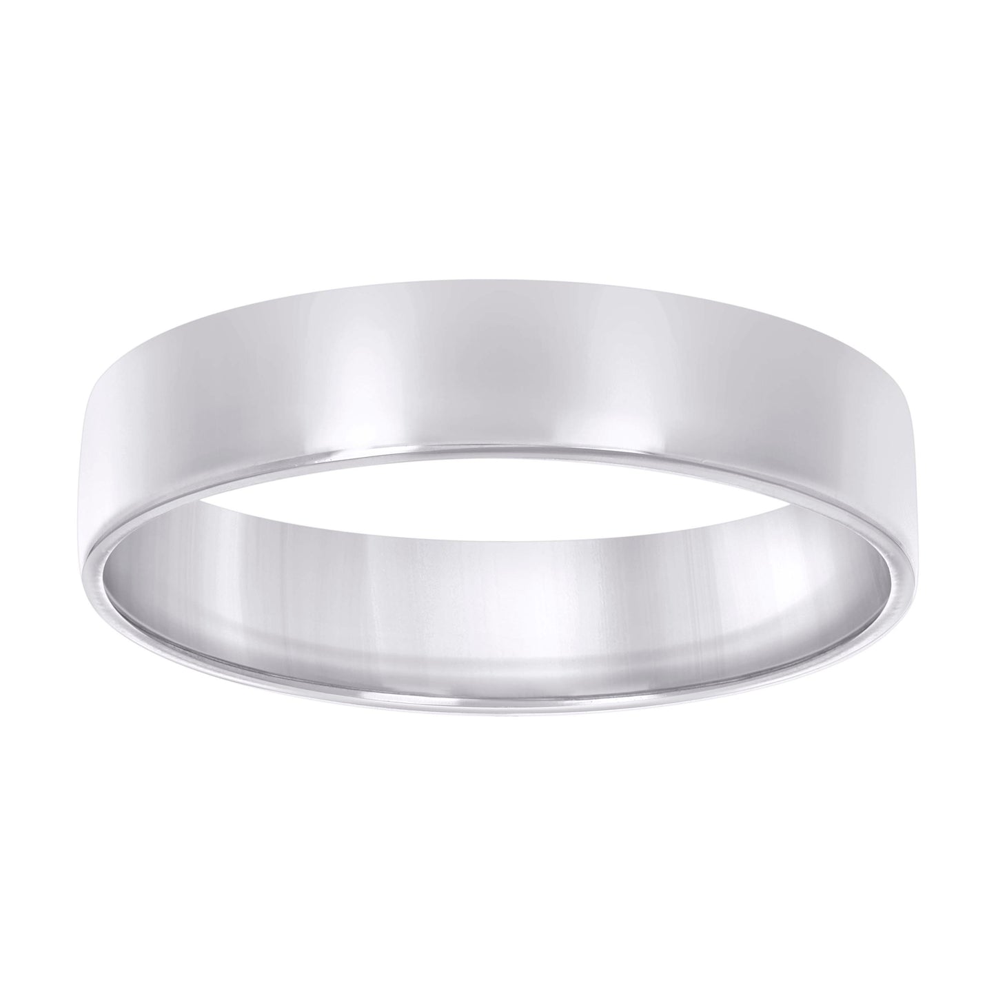 925 Sterling Silver Flat Comfort Band Rhodium 6mm-