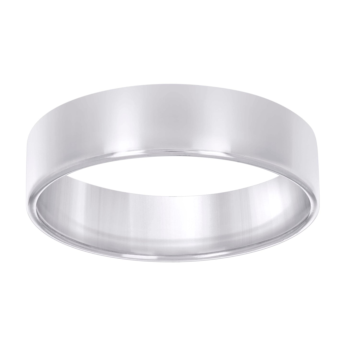 925 Sterling Silver Flat Comfort Band Rhodium 7mm-