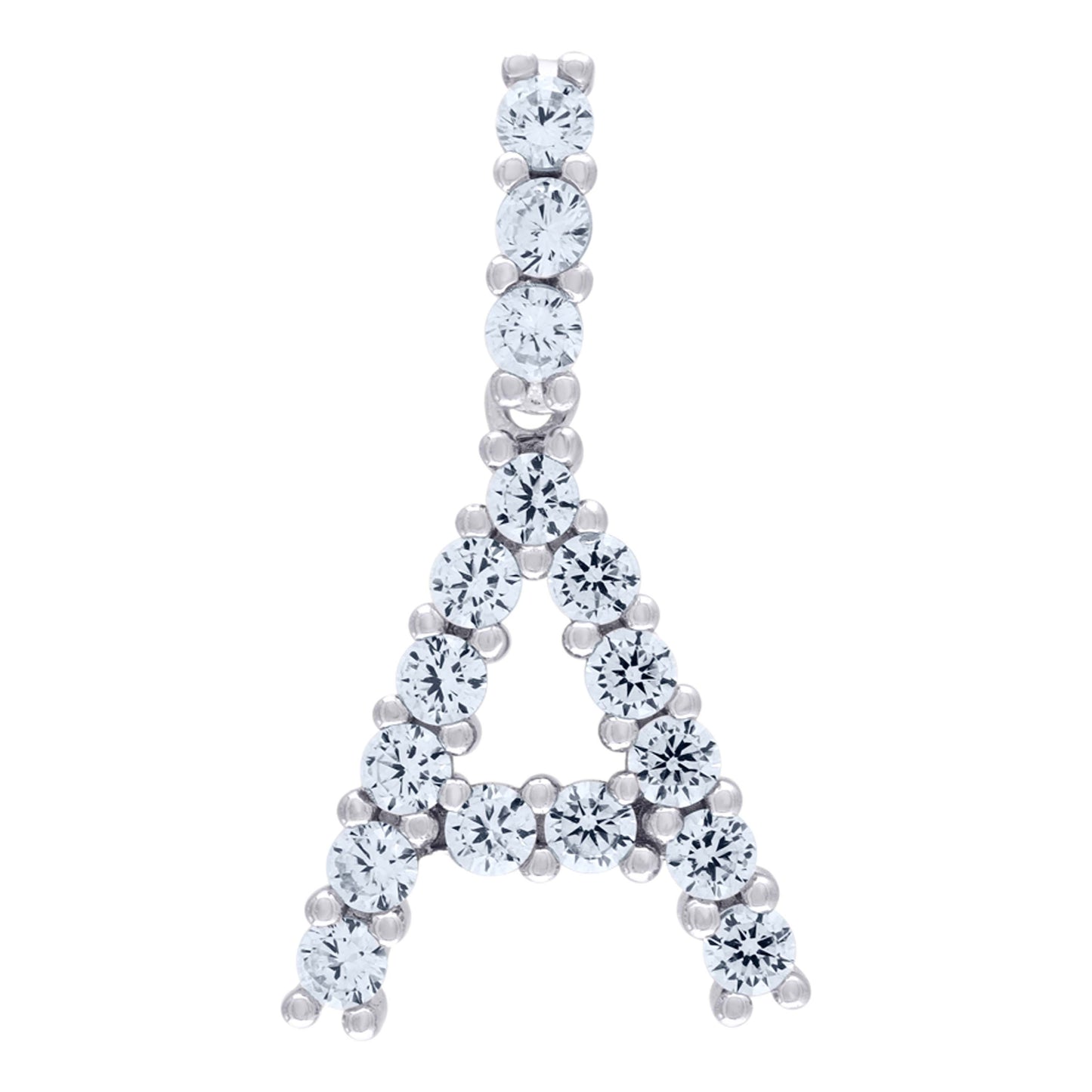 925 Sterling Silver Cz Initial Letter "A" Pendant