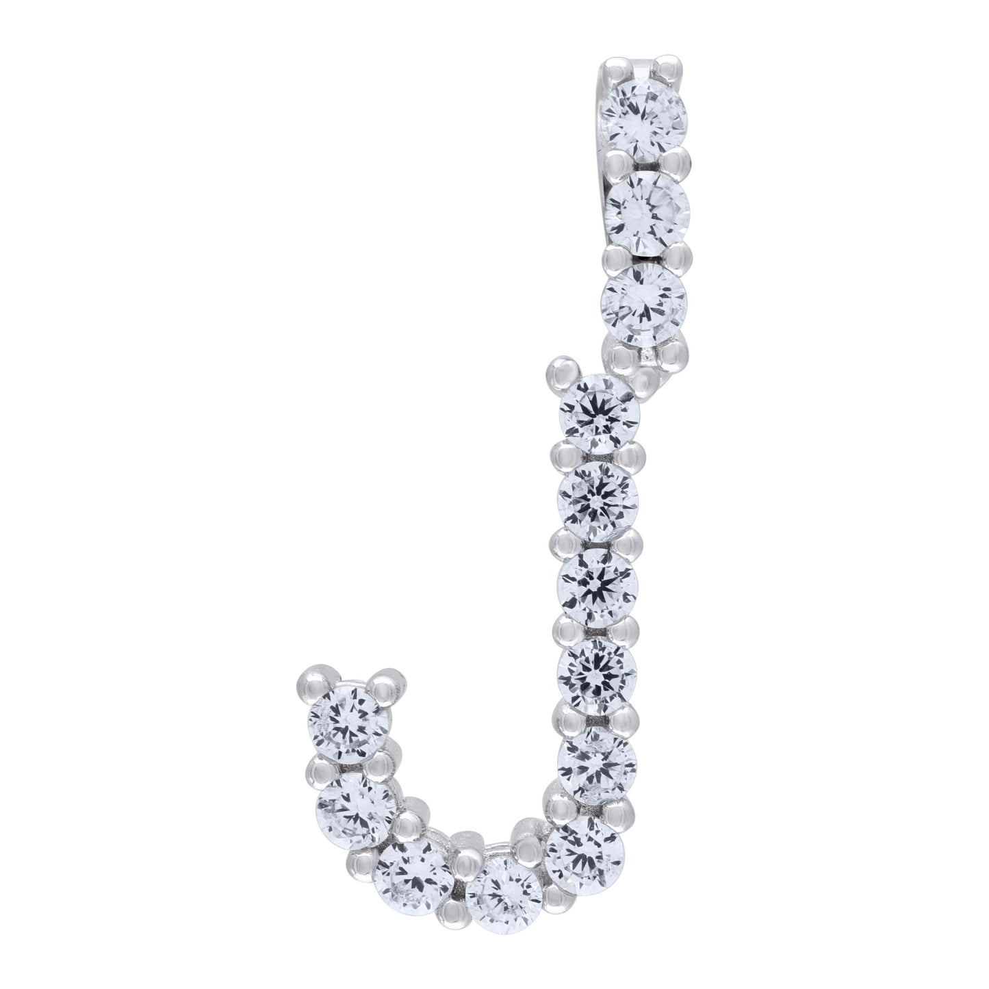 925 Sterling Silver Initial Letter "J" Pendant