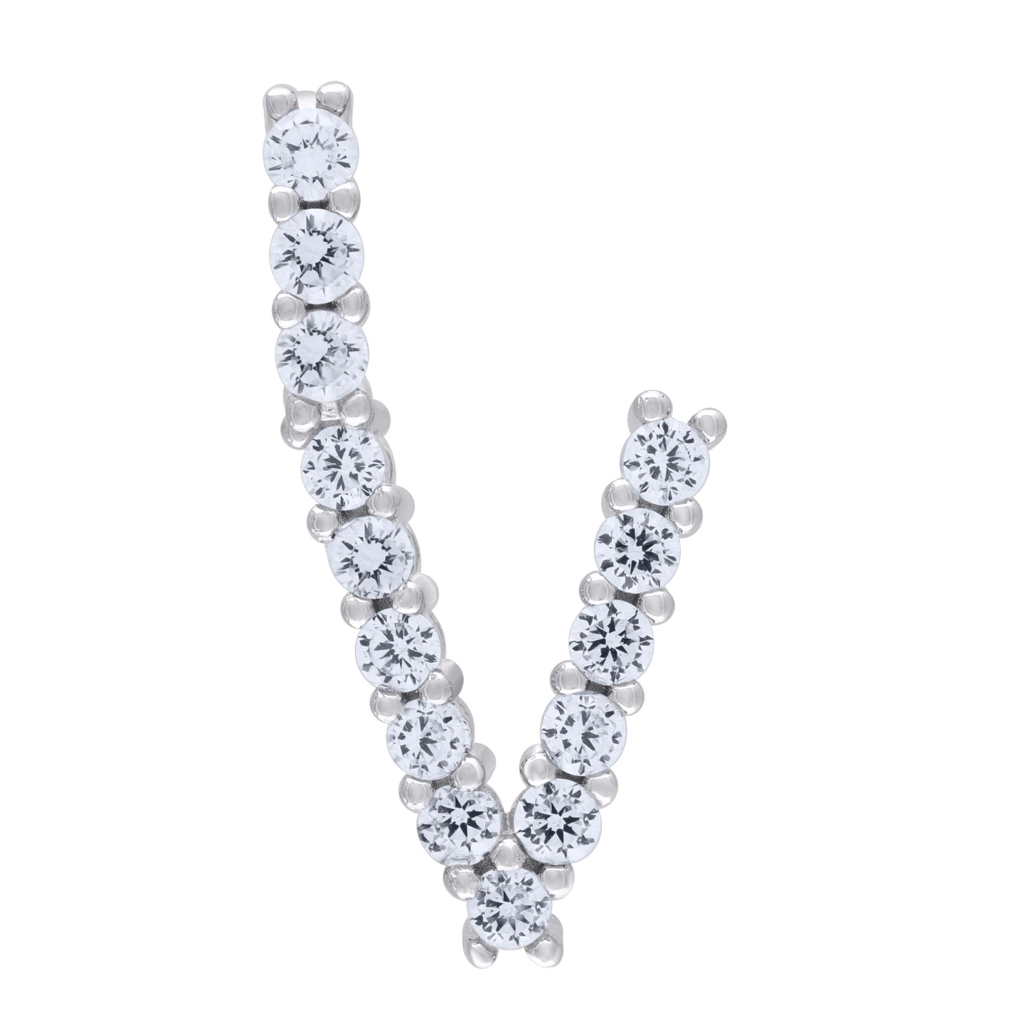 925 Sterling Silver Initial Letter "V" Pendant