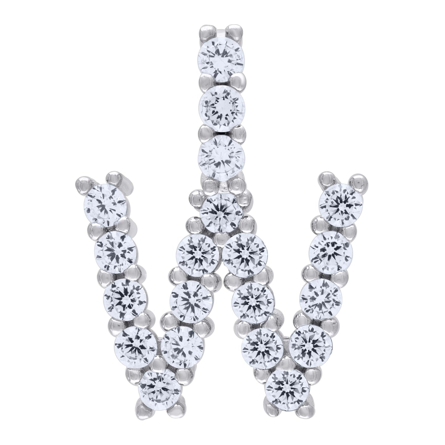 925 Sterling Silver Initial Letter "W" Pendant