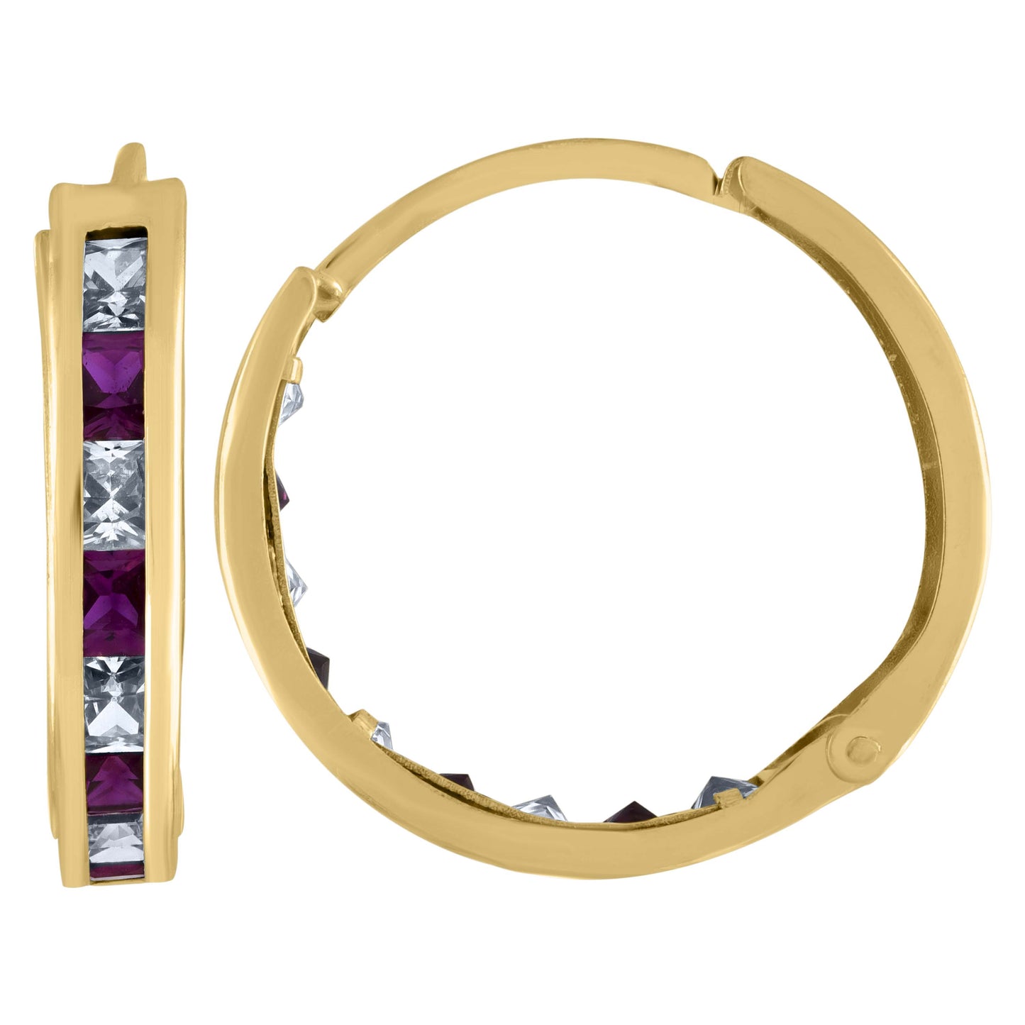 10Kt Gold Cz Hoop Earrings