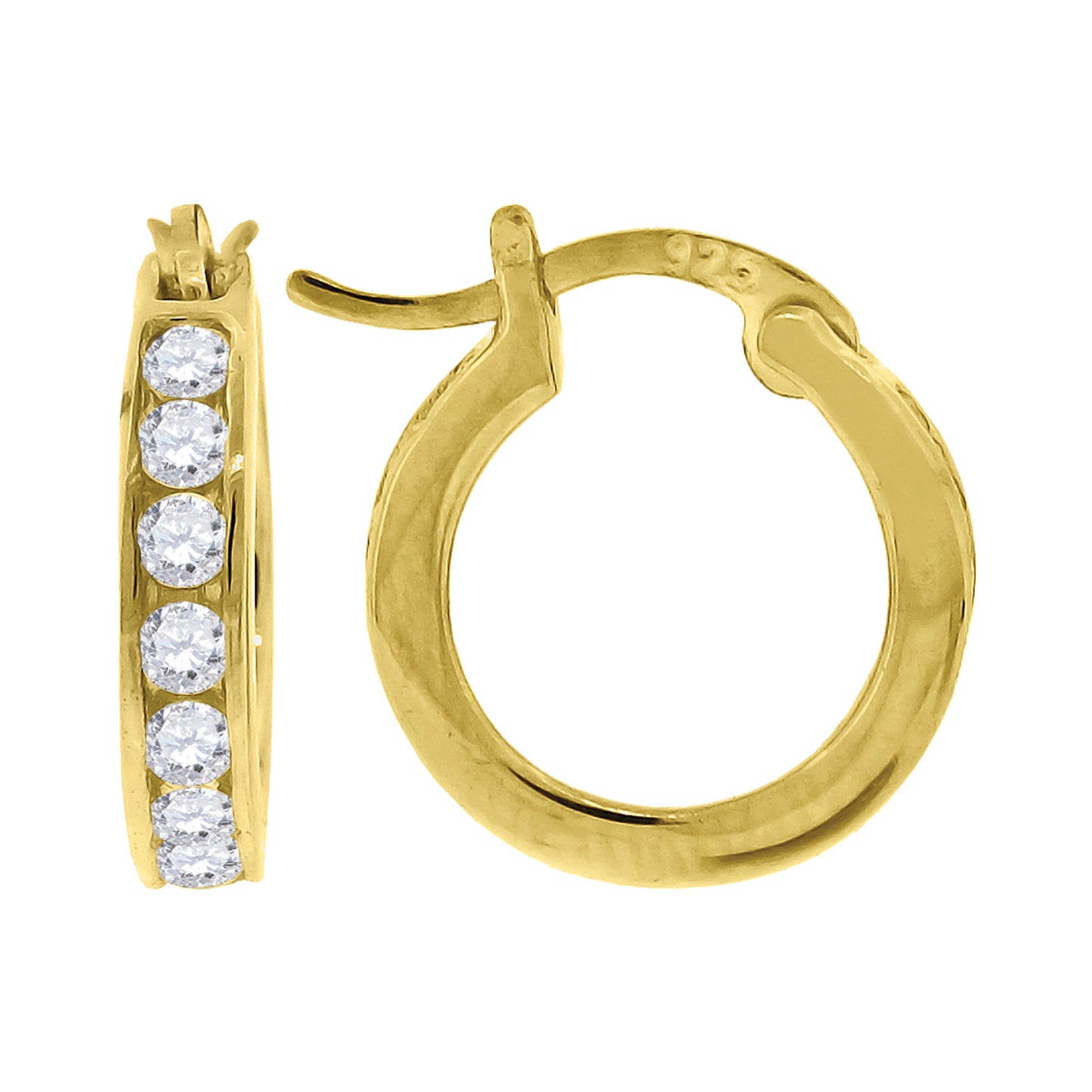 925 Silver 12mm Cz Hoop Earrings