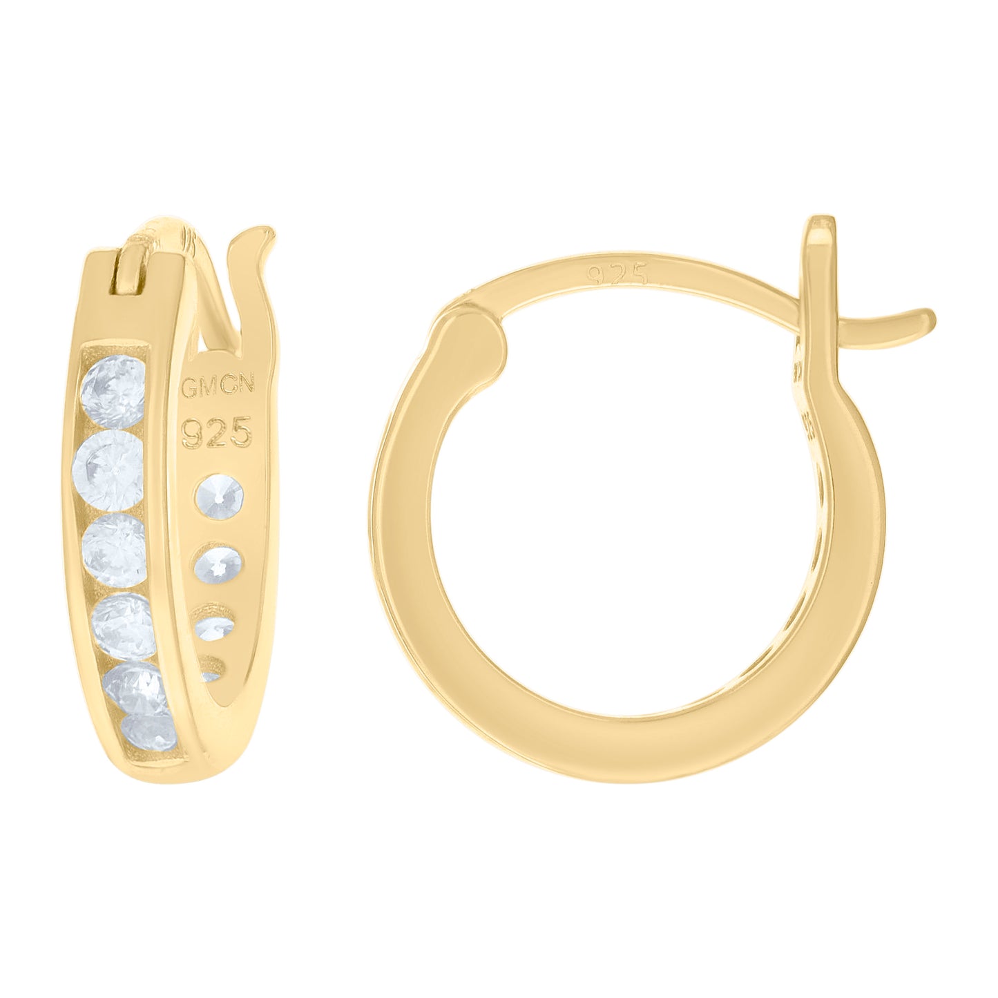 925 Silver 15mm Cz Hoop Earrings