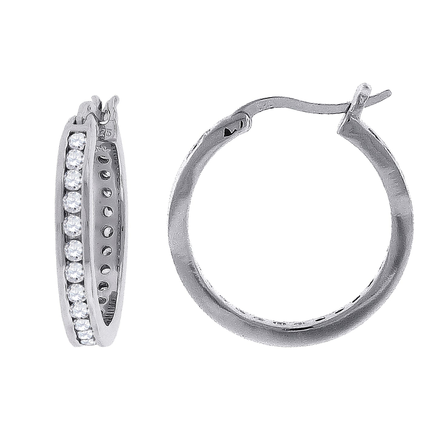 925 Silver 21mm Cz Hoop Earrings