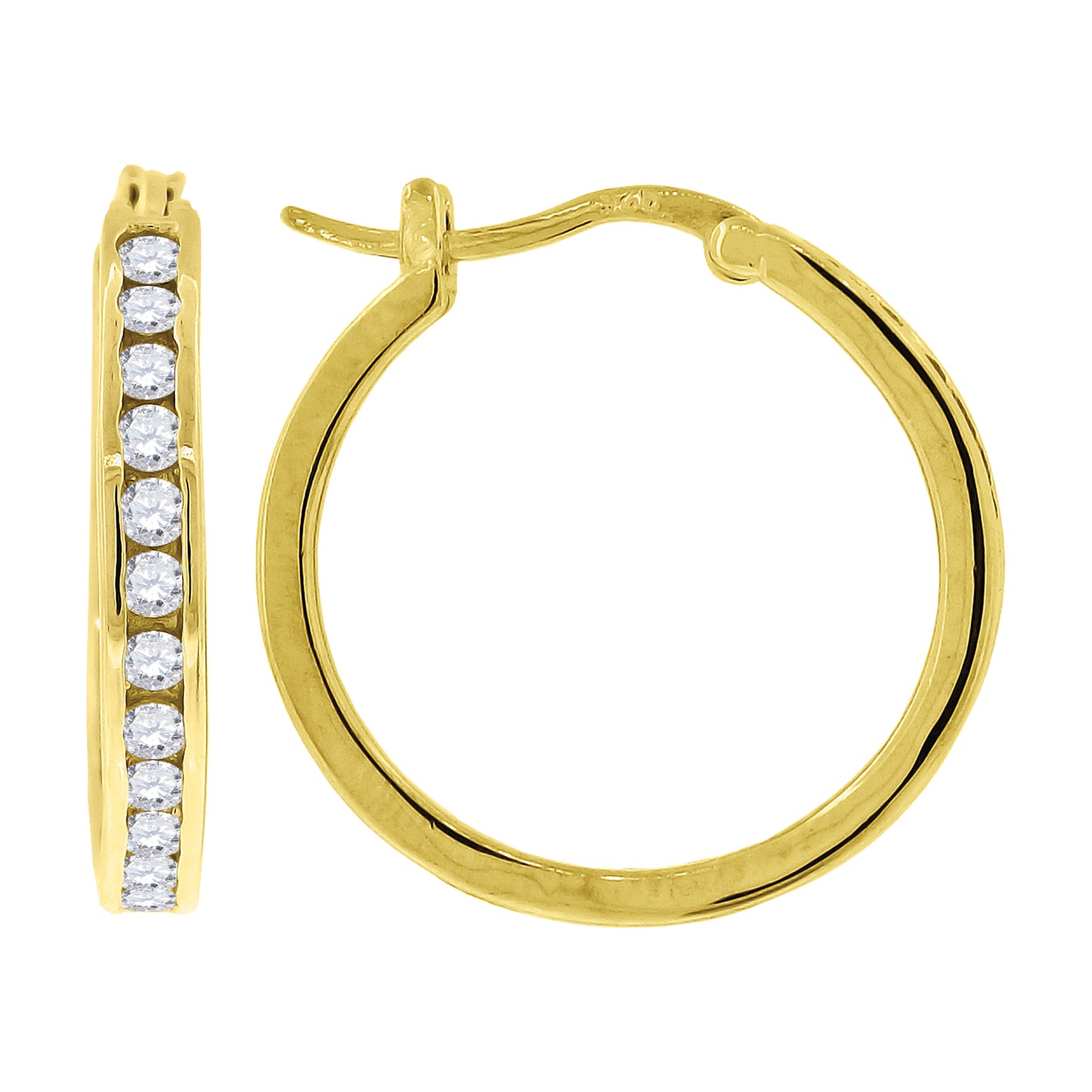 925 Silver 21mm Cz Hoop Earrings