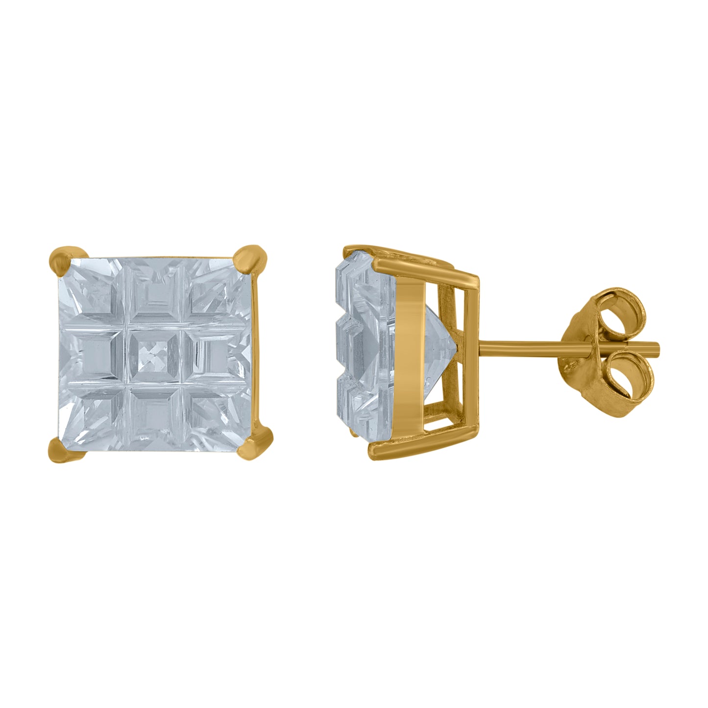 925-Square 9Segment 5mm Earrings